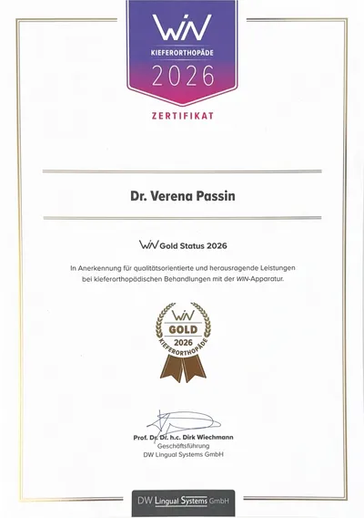 WIN Gold Zertifikat 2026 - Dr. Verena Passin